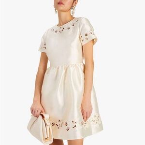 NWT Kate Spade Embroidered Cutwork Dress Cream Size 12 Elegant
